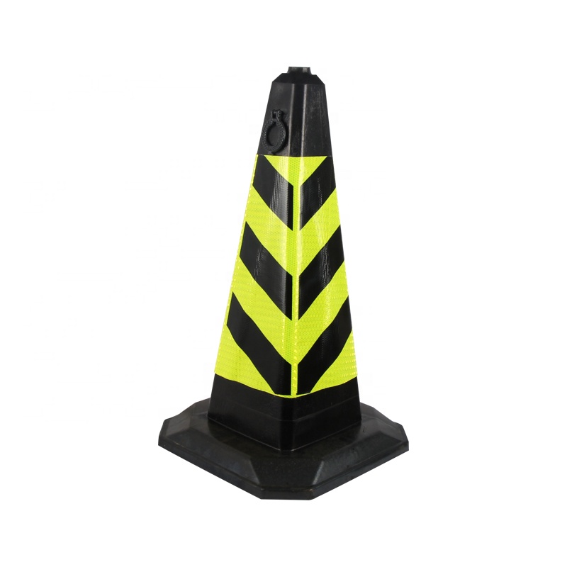 Cones de segurança de PVC de plástico durável de alta qualidade com base de borracha com fita reflexiva